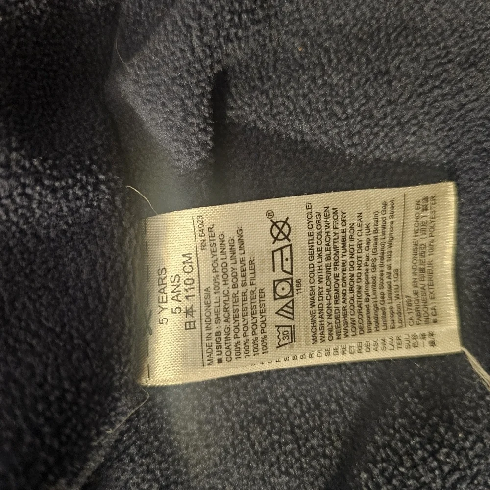 Kids GAP winter coat navy blue jacket for kiddos size 5
